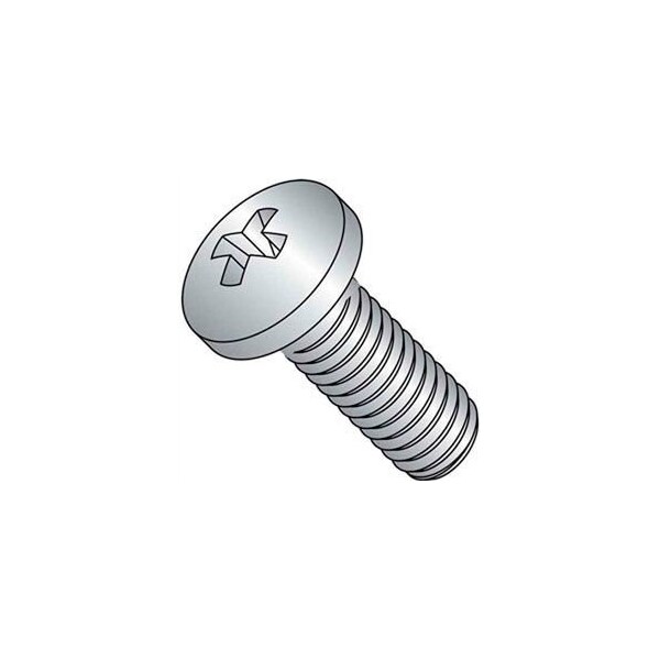 #10-32 x 1/2 in Phillips Pan Machine Screw, Zinc Plated Steel, 100 PK